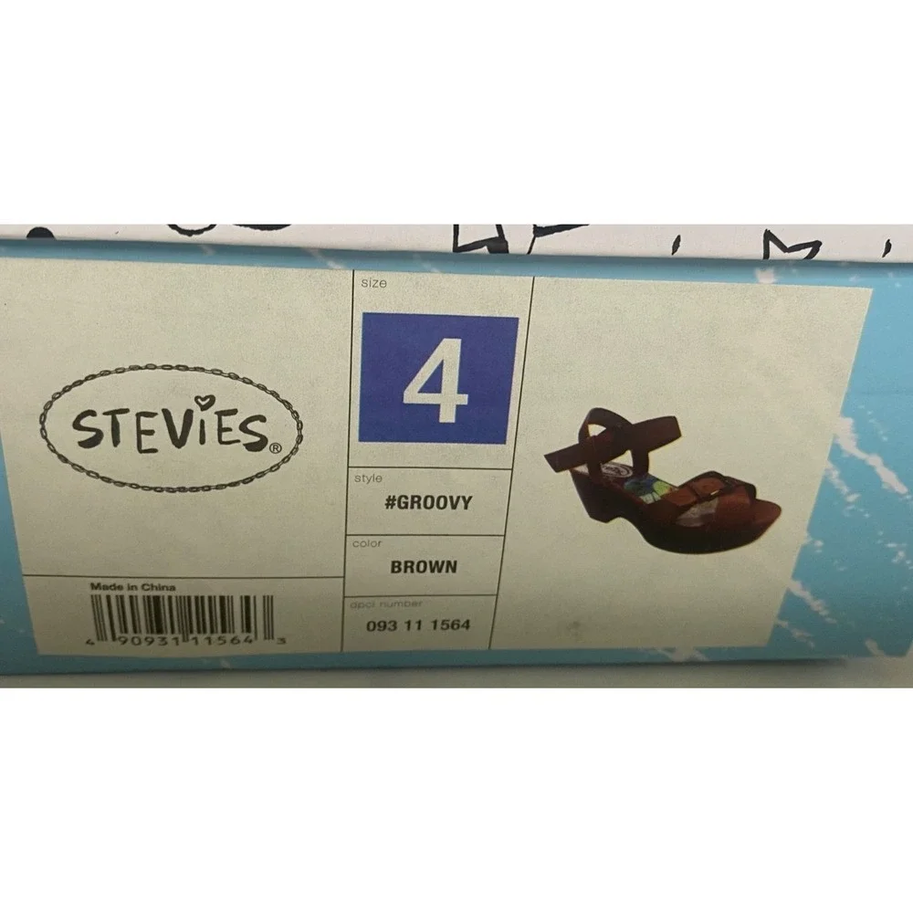 Steve Madden Stevies Groovy Sandals Girls Size 4 Brown Strap‎ Faux Leather